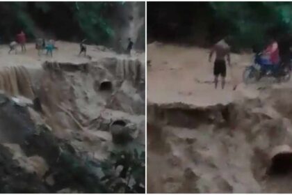 Desborde de quebrada dejó intransitable la vía principal de San Juan de Las Galdonas en Sucre