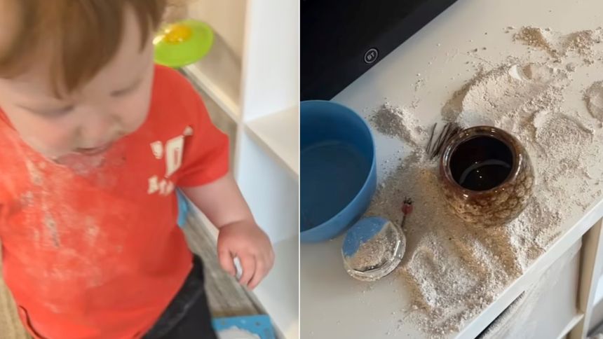 VIDEO: Dejó a su hijo de un año solo por dos minutos y lo encontró comiendo las cenizas de su abuelo